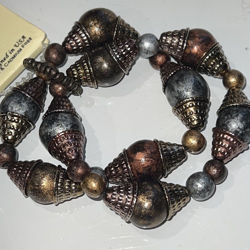 EsMor Tri-Tone Double Strand Bracelet - New with Tags
